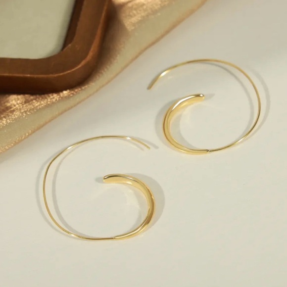 Gold-Plated Copper Open Hoop Earrings - Picture 3 of 9